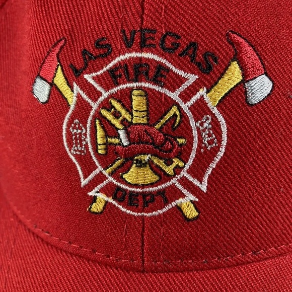 ☀️ Vintage Las Vegas Fire Department Red Dad Hat OSFA Y2K Strap Back - Picture 4 of 6